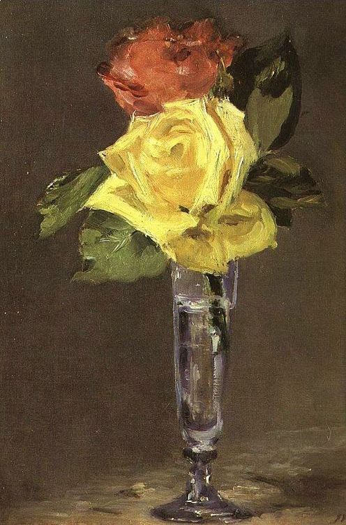 Edouard Manet Roses in a Champagne Glass